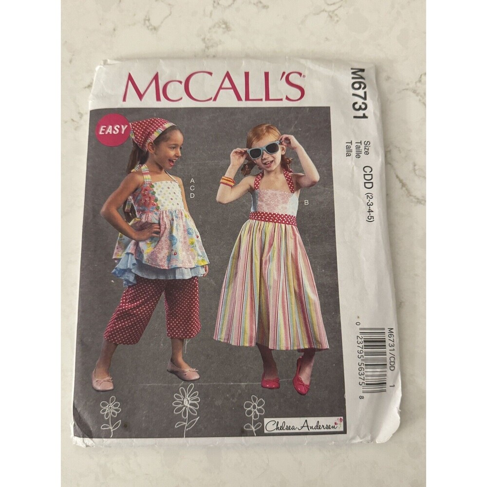 McCall's M6731 Sewing Pattern Size 2 3 4 5 Chelsea Andersen Dress Top Pants